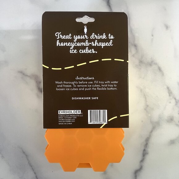 NEW Bee Chill Silicone Set of 2 Ice Trays for Hexagonal Ice, Yellow and Orange - Picture 2 of 7